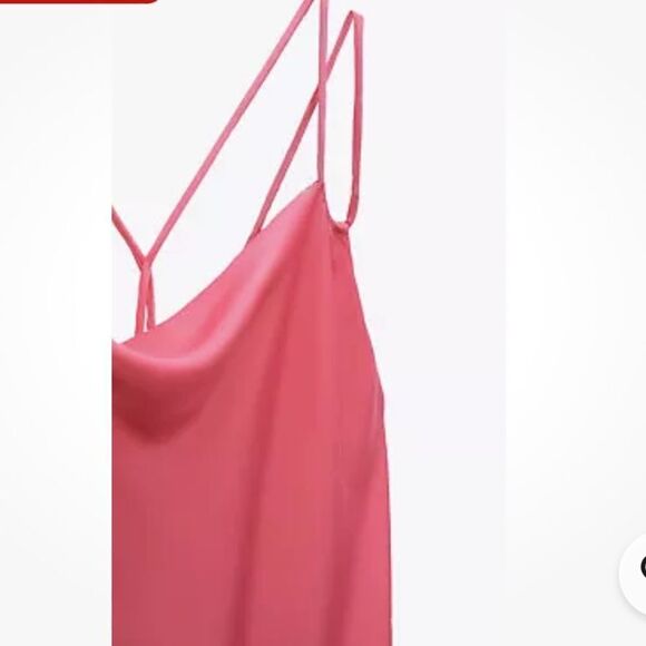 ZARA SATIN CAMISOLE MAXI SLIP DRESS NEON FUCHSIA PINK CRISSCROSS STRAPS - Picture 3 of 9